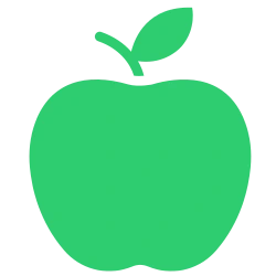 Grön ikon med äpple som symboliserar kostplanering och hälsosamma matvanor.